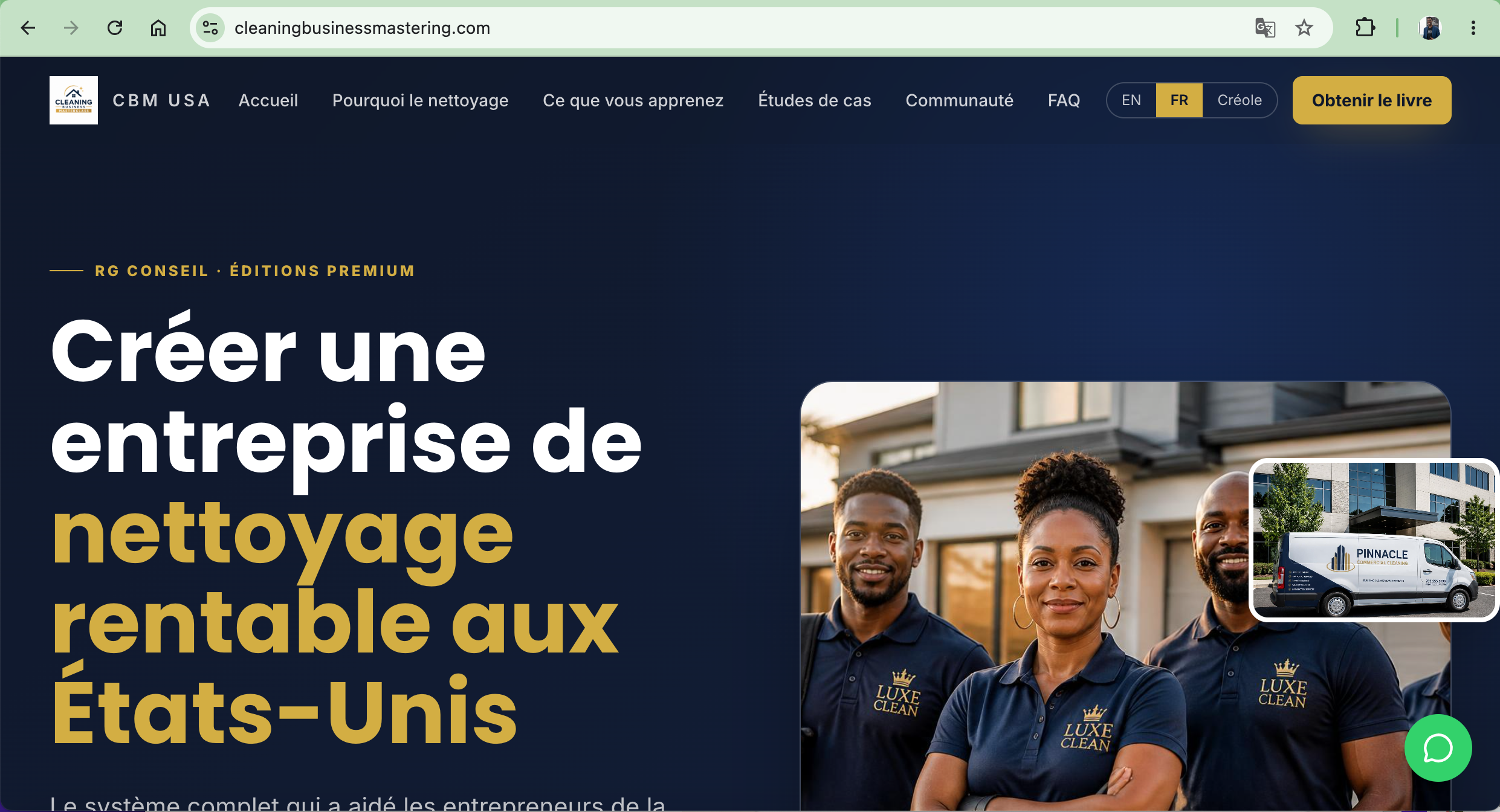 Cleaning Business Mastering website shown on laptop and phone